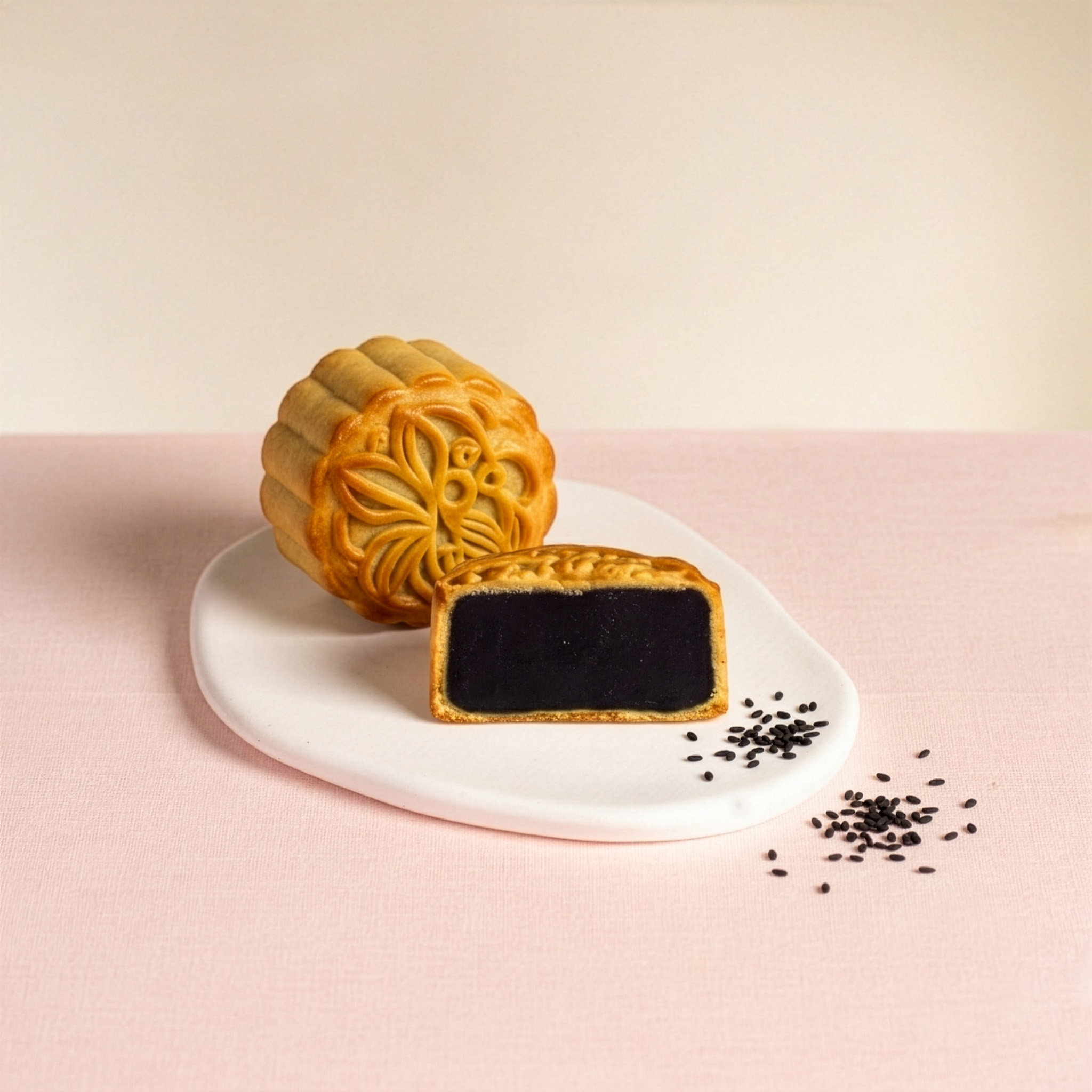 Mini Black Sesame Custard Mooncake