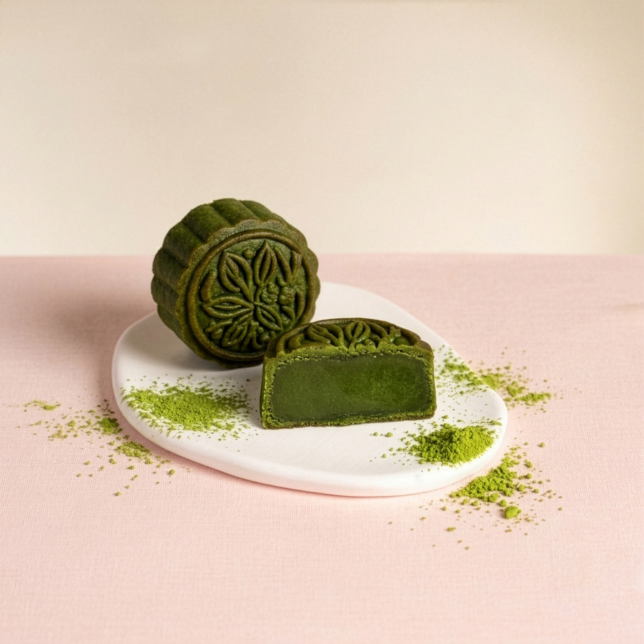 Mini Custard Mooncake with Matcha Filling